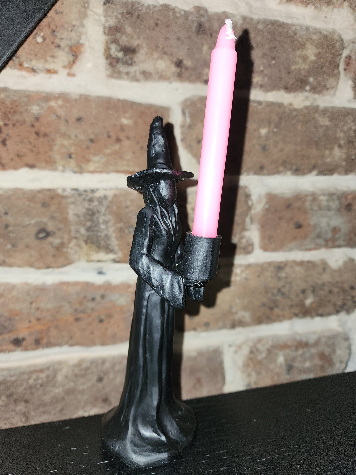 Mystical Black Witch Statue Mini Spell Candle Holder