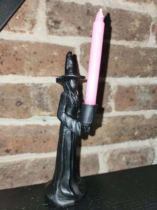 Mystical Black Witch Statue Mini Spell Candle Holder