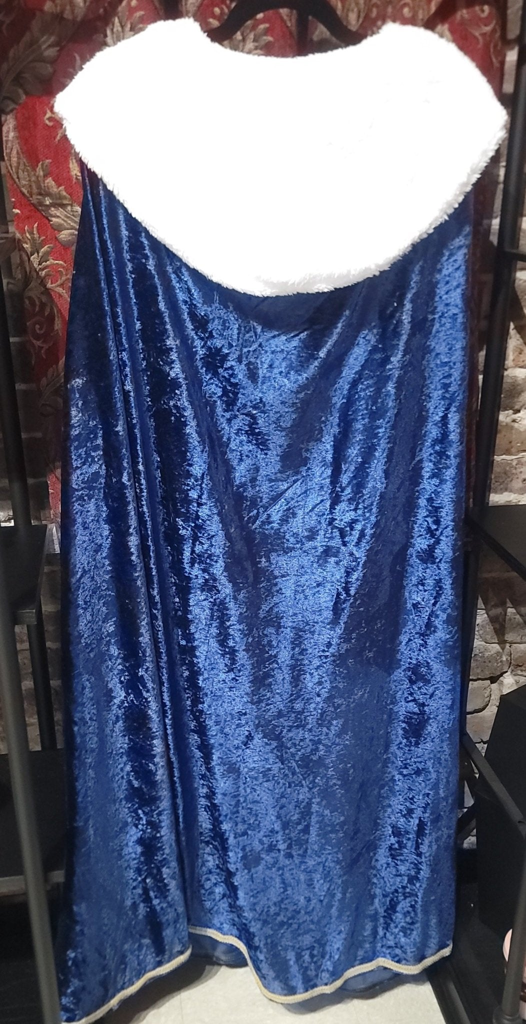 Royal King Queen Cloak with Plush Trim Navy White Costumes - Gothic & Alternative Gift - Haunted