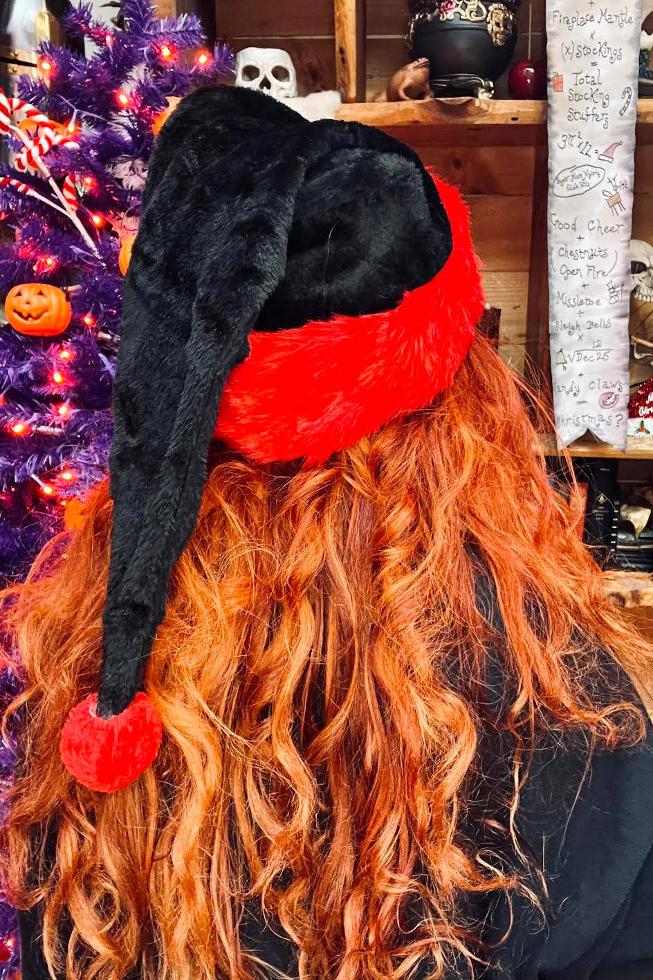 Santa Claws Hat [BLACK/RED] Santa Hat Holiday Creepmas Gothmas Christmas Spooky Gift Clothing Accessories - Gothic & Alternative Gift - Haunted