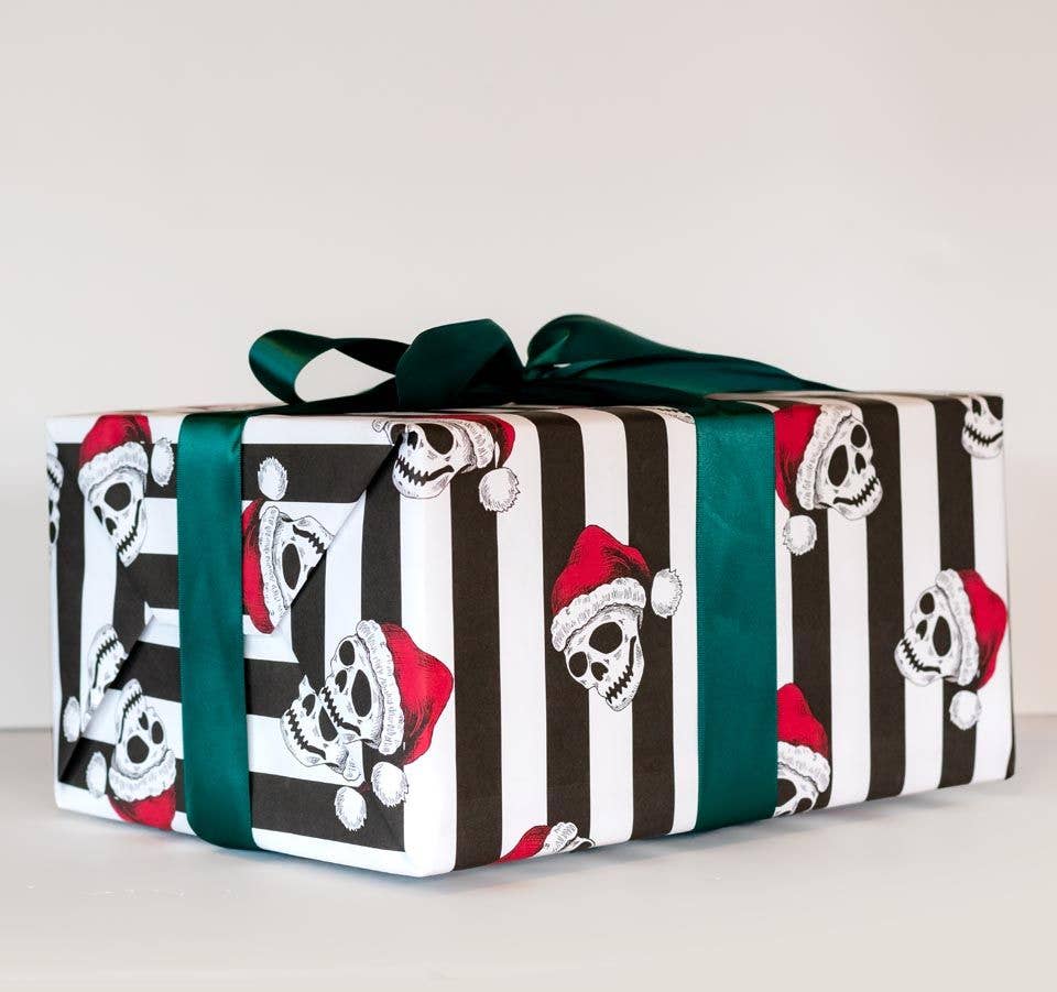 Santa Skull Gift Wrap (8ft Roll) - Gothic & Alternative Gift - Haunted