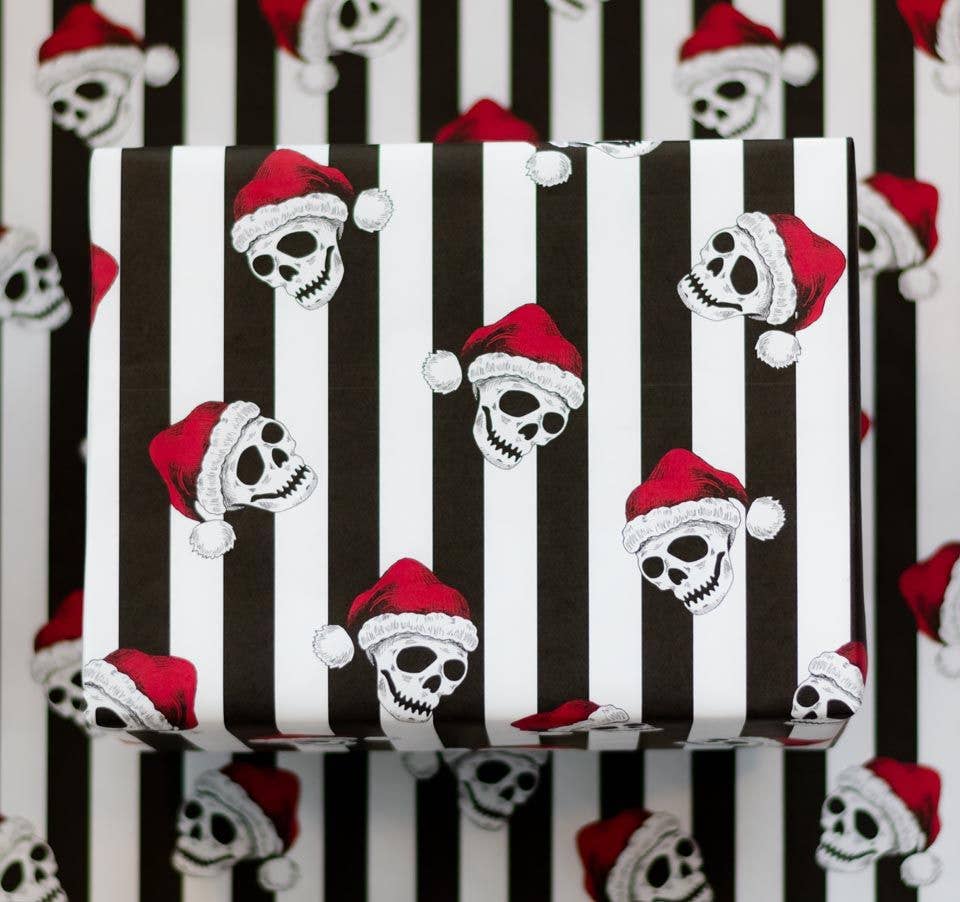 Santa Skull Gift Wrap (8ft Roll) - Gothic & Alternative Gift - Haunted