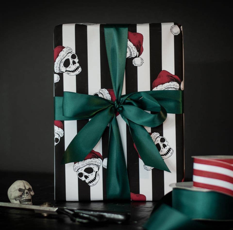 Santa Skull Gift Wrap (8ft Roll) - Gothic & Alternative Gift - Haunted