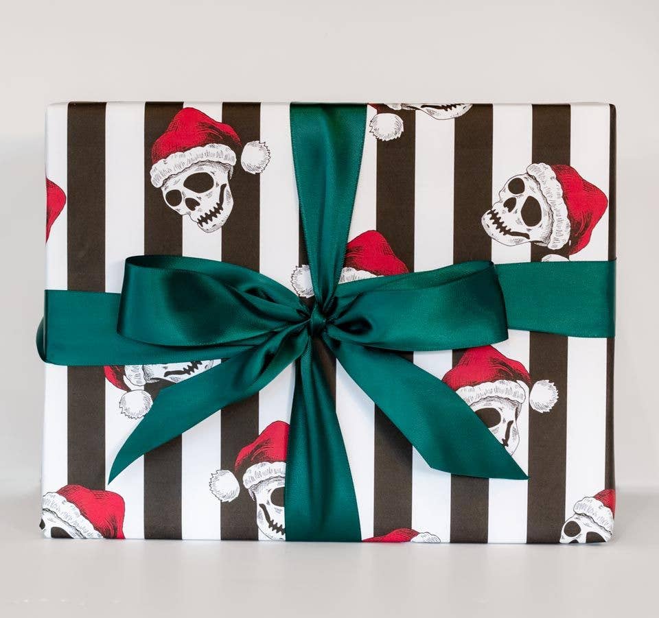 Santa Skull Gift Wrap (8ft Roll) - Gothic & Alternative Gift - Haunted