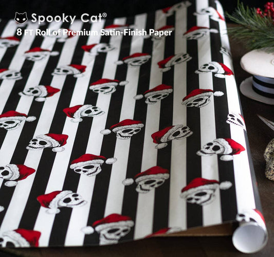Santa Skull Gift Wrap (8ft Roll) - Gothic & Alternative Gift - Haunted