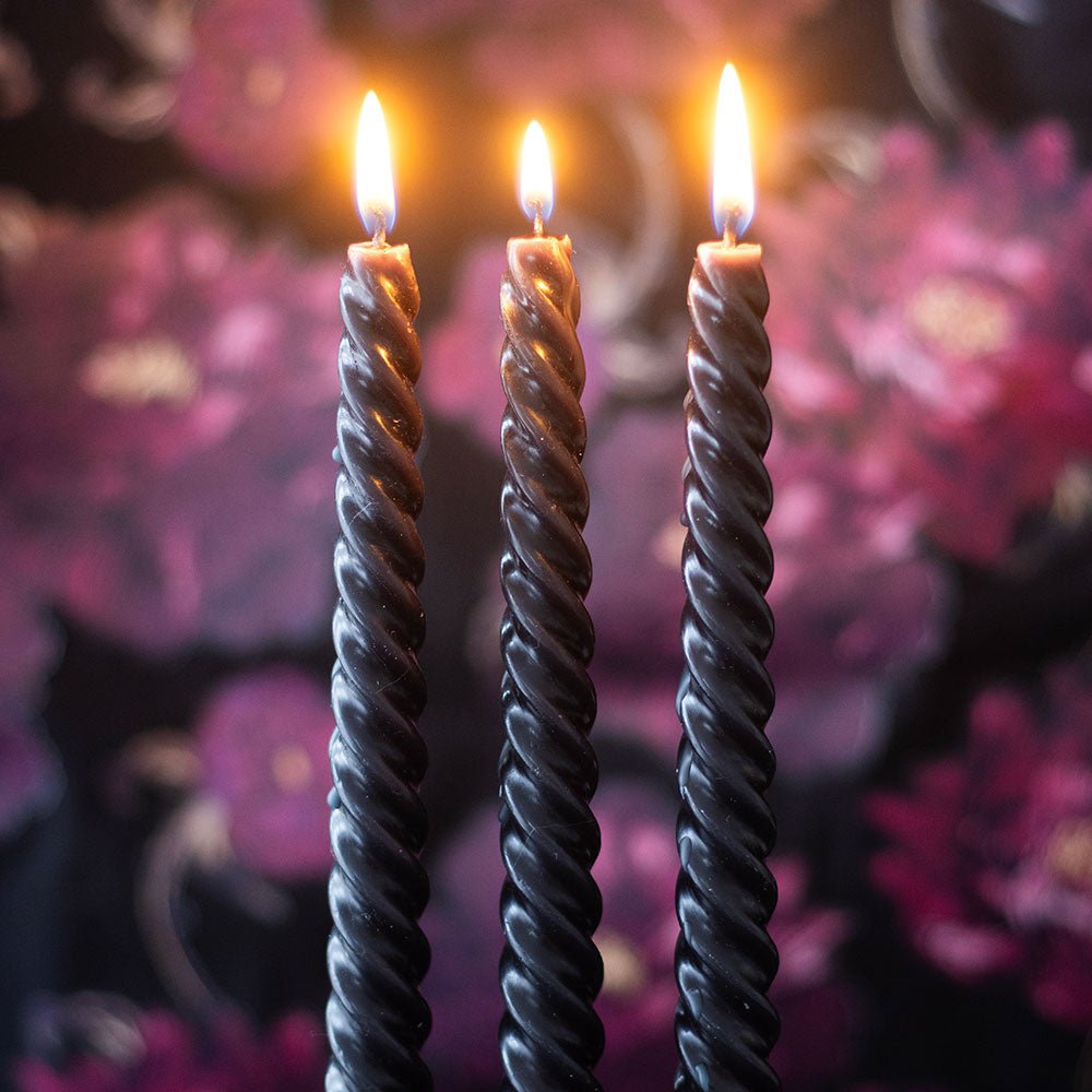 Set of 3 Dark Romance Twist Taper Candles Candles, - Gothic & Alternative Gift - Haunted