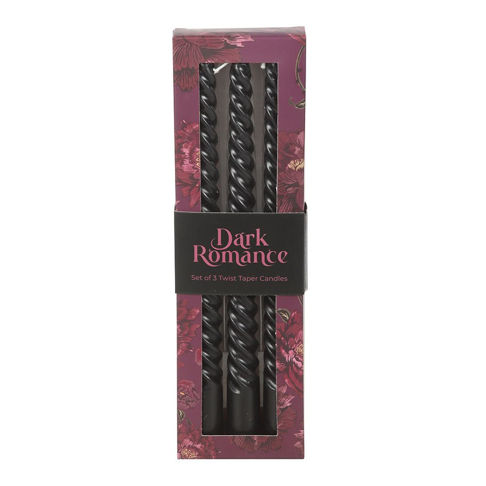 Set of 3 Dark Romance Twist Taper Candles Candles, - Gothic & Alternative Gift - Haunted