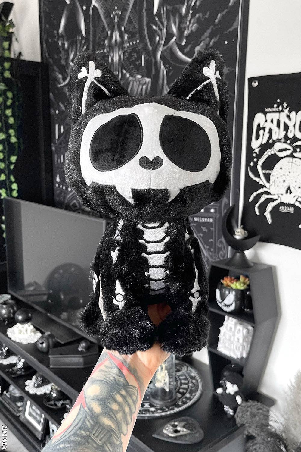 Skelekitty Cat Kitten Skeleton Plush Toy [Deluxe] Holiday Creepmas Gothmas Christmas Spooky Gift Stuffed Animals - Gothic & Alternative Gift - Haunted