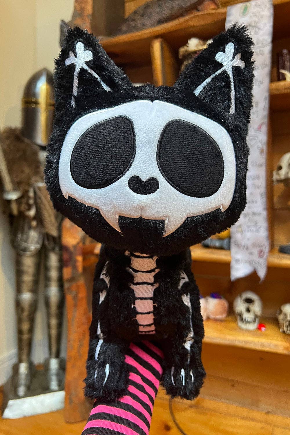 Skelekitty Cat Kitten Skeleton Plush Toy [Deluxe] Holiday Creepmas Gothmas Christmas Spooky Gift Stuffed Animals - Gothic & Alternative Gift - Haunted