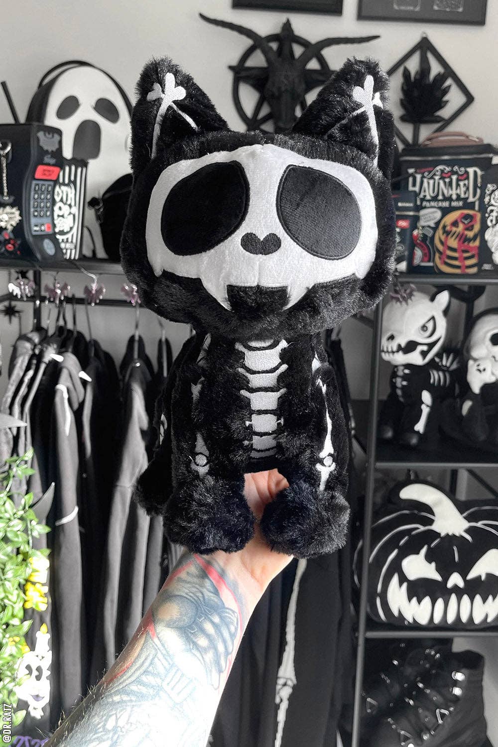 Skelekitty Cat Kitten Skeleton Plush Toy [Deluxe] Holiday Creepmas Gothmas Christmas Spooky Gift Stuffed Animals - Gothic & Alternative Gift - Haunted