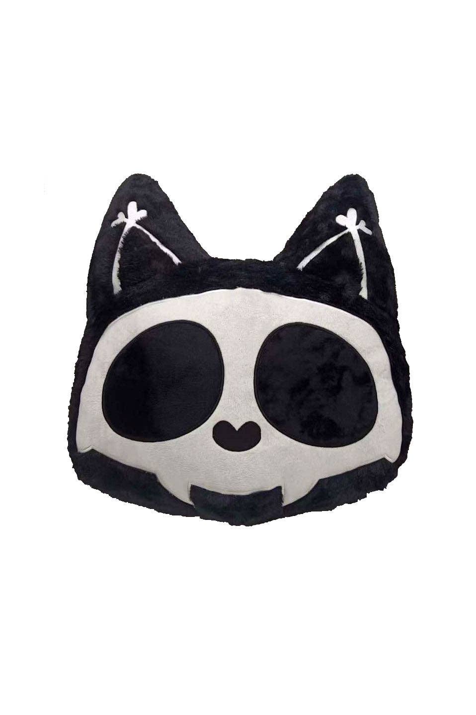 Skelekitty Cat Kitten Skeleton Throw Pillow Holiday Stuffed Animals - Gothic & Alternative Gift - Haunted