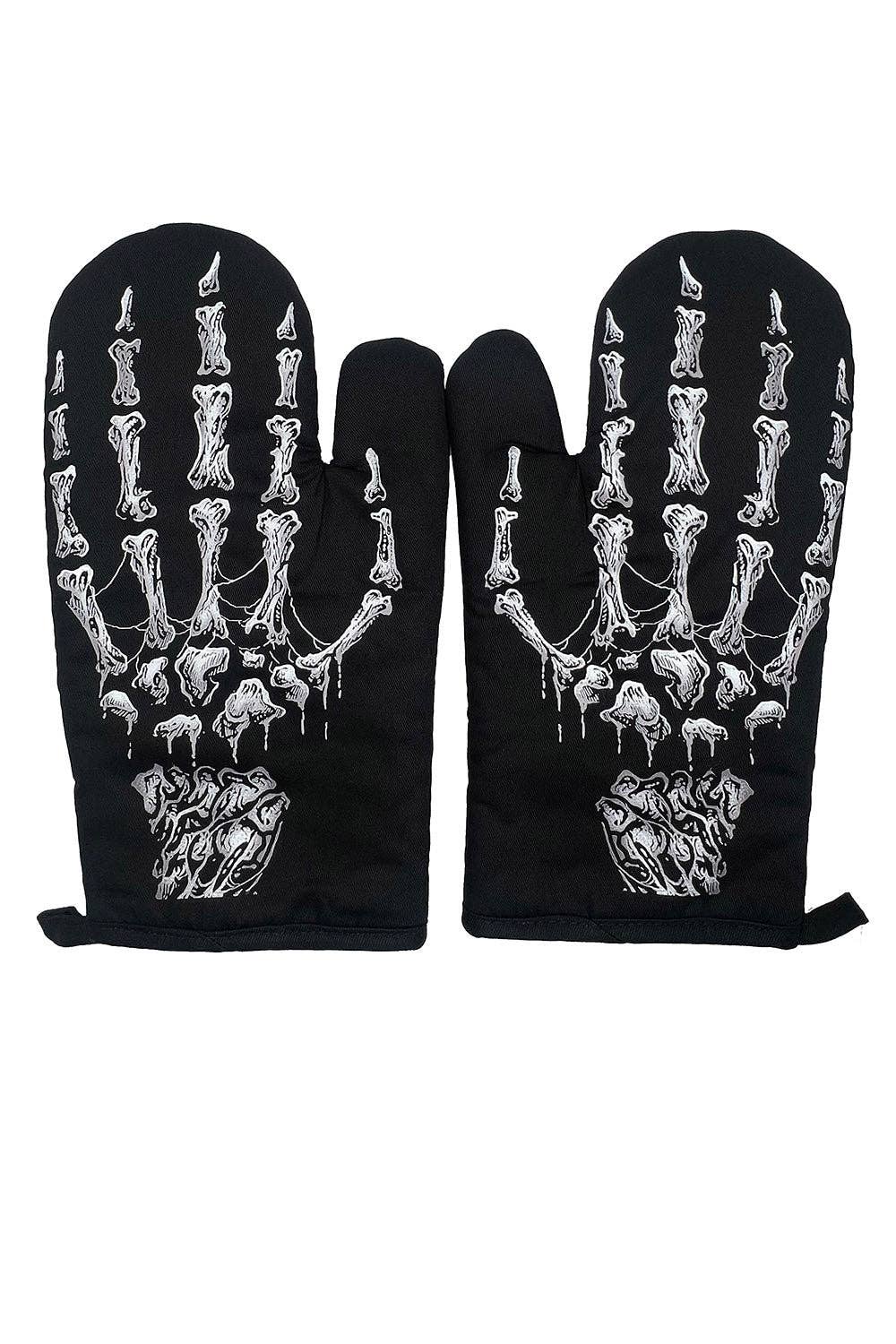 Skeleton Hand Oven Mitts Set of 2 Accessories - Gothic & Alternative Gift - Haunted