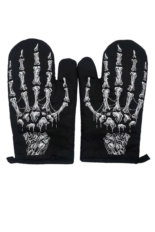 Skeleton Hand Oven Mitts Set of 2 Accessories - Gothic & Alternative Gift - Haunted