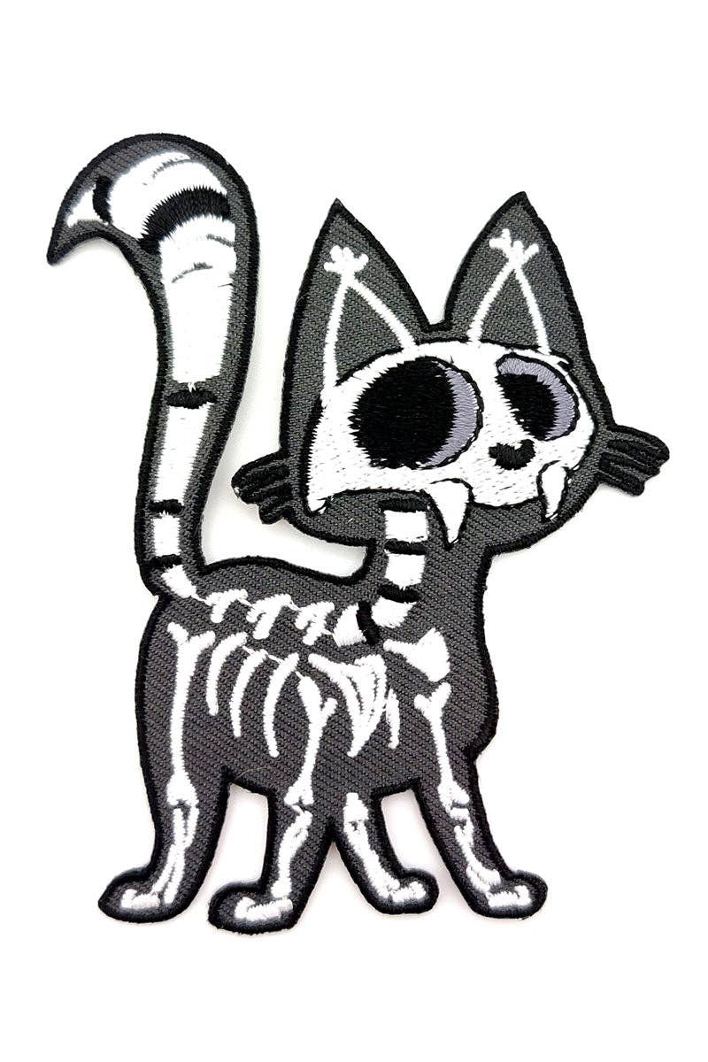 Skeleton Kitty Cat Skelekitty Embroidered Patch Accessories - Gothic & Alternative Gift - Haunted