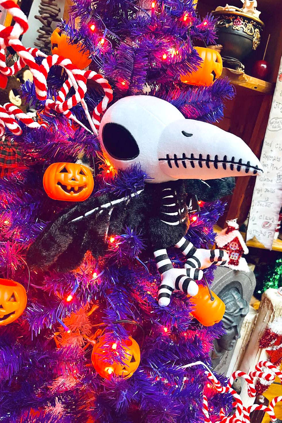 Skeleton Nevermore Poe's Raven Plush Toy Stuffed Animals - Gothic & Alternative Gift - Haunted