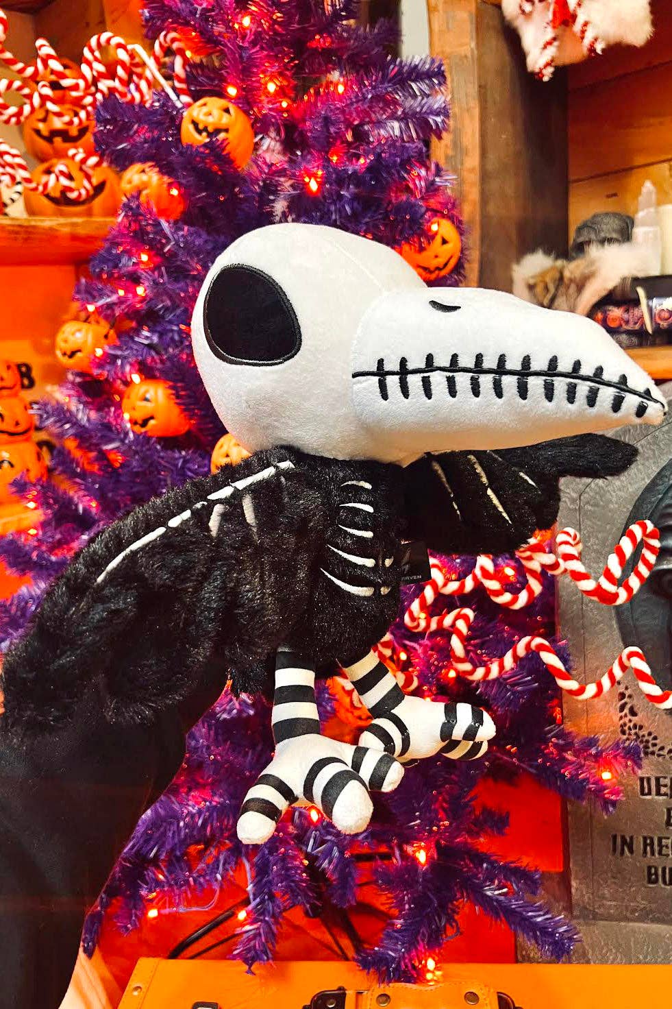 Skeleton Nevermore Poe's Raven Plush Toy Stuffed Animals - Gothic & Alternative Gift - Haunted