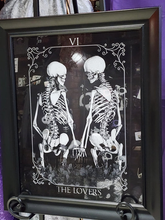 Skeletons Gothic Valentine "The Lovers" Tarot Card Framed Print Prints Framed - Gothic & Alternative Gift - Haunted