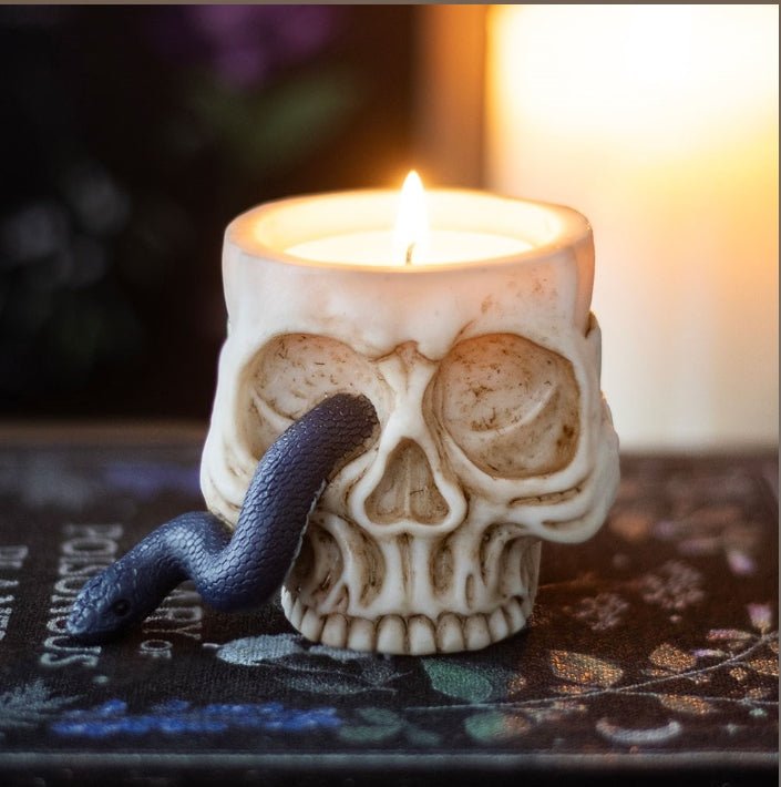 Skull and Snake Tealight Candle Holder Candle holders - Gothic & Alternative Gift - Haunted