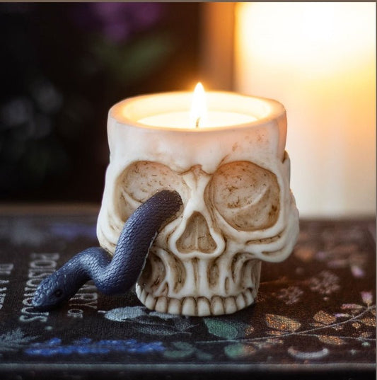 Skull and Snake Tealight Candle Holder Candle holders - Gothic & Alternative Gift - Haunted