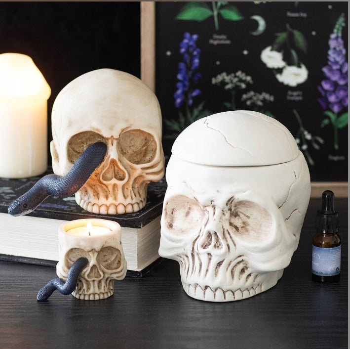 Skull and Snake Tealight Candle Holder Candle holders - Gothic & Alternative Gift - Haunted