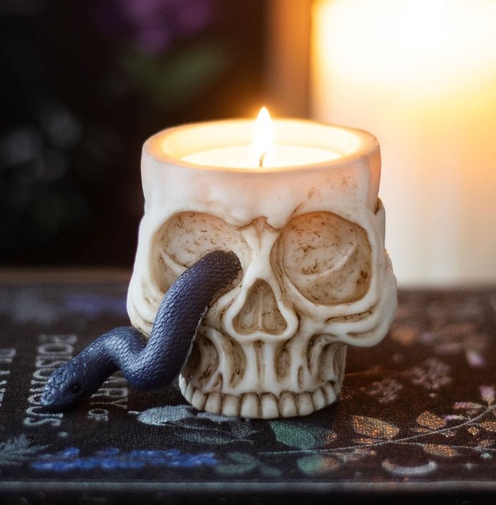 Skull and Snake Tealight Candle Holder Candle holders - Gothic & Alternative Gift - Haunted