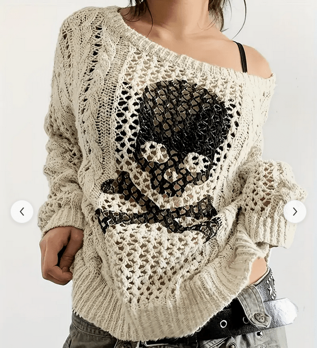 Skull Crew Neck Pullover Sweater Clothing - Gothic & Alternative Gift - Haunted