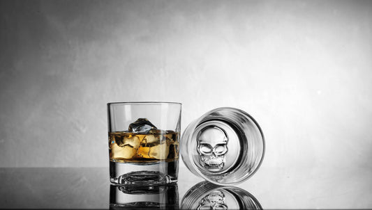 Skull Embossed Bottom Whiskey Glass set Barware - Gothic & Alternative Gift - Haunted