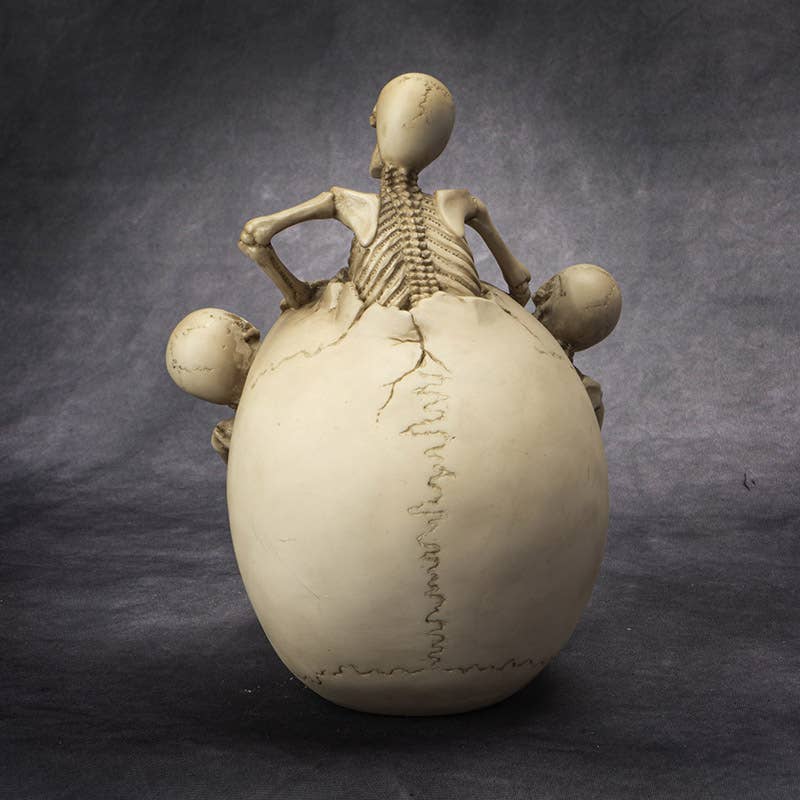 Skull Figurine with Three Climbing Skeletons – Gothic Resin Decor Home Decor - Gothic & Alternative Gift - Haunted