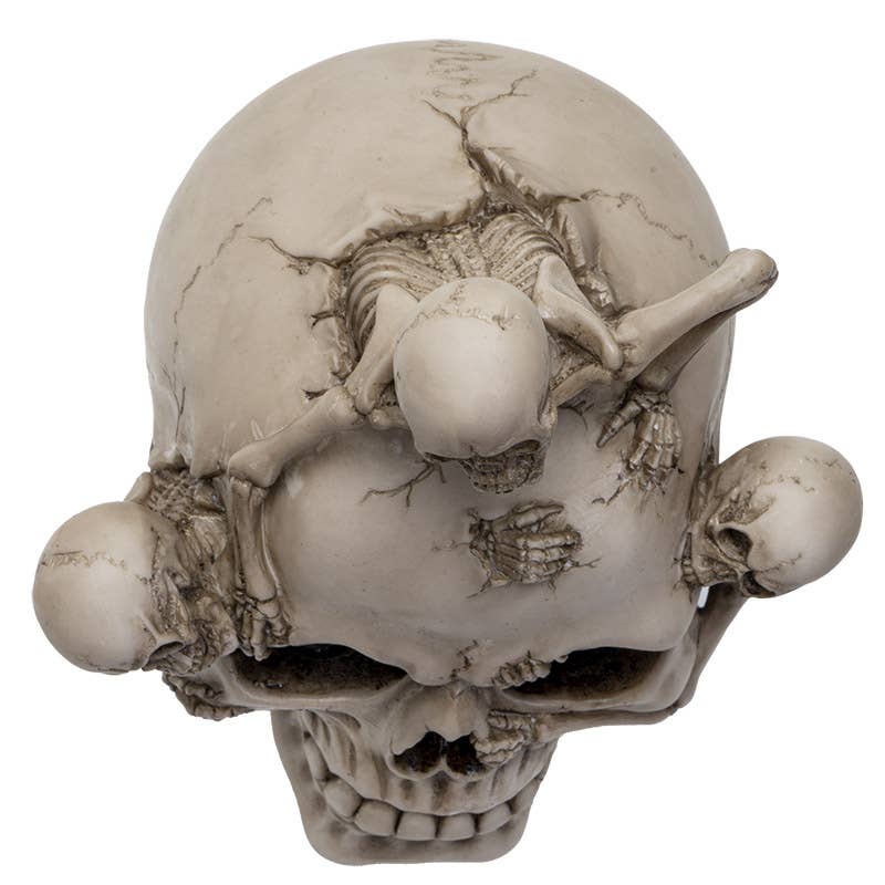 Skull Figurine with Three Climbing Skeletons – Gothic Resin Decor Home Decor - Gothic & Alternative Gift - Haunted