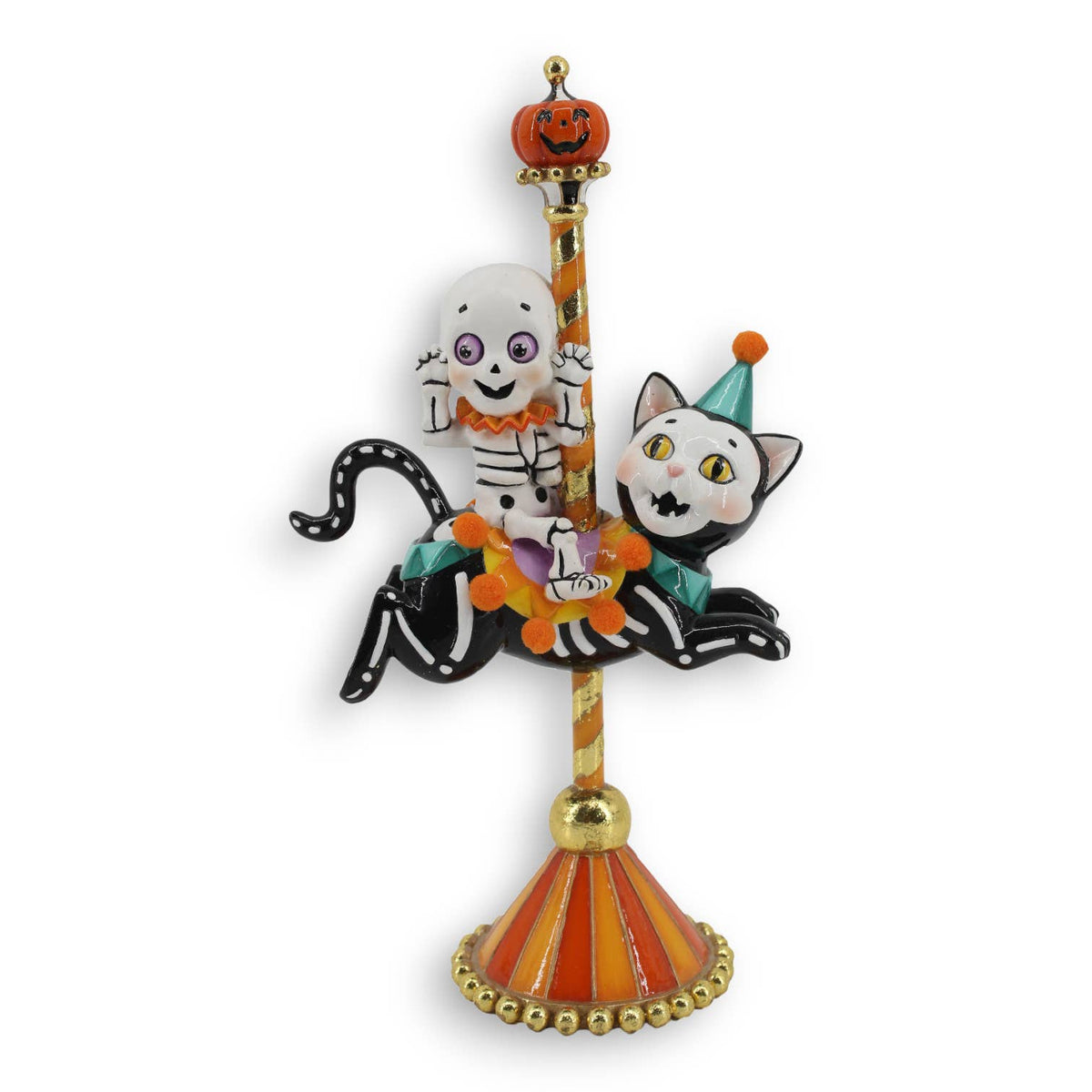 Skull on Cat Carousel — December Diamonds Gothic Statue Statues - Gothic & Alternative Gift - Haunted