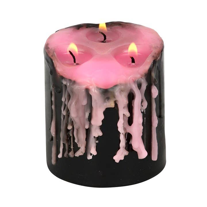 Small Pink Vampire Tears Gothic Bleeding Pillar Candle Candles - Gothic & Alternative Gift - Haunted