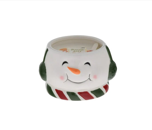 Snow Day Snowman Icon Ceramic Candle Christmas Holiday Candles - Gothic & Alternative Gift - Haunted