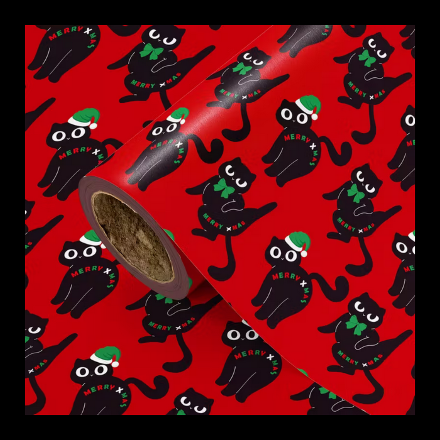 Funny Black Cat Christmas Gift Wrap Wrapping Paper Roll