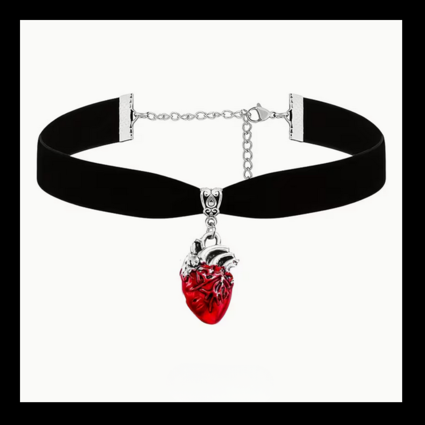 Anatomical Heart Goth Choker Black Velvet