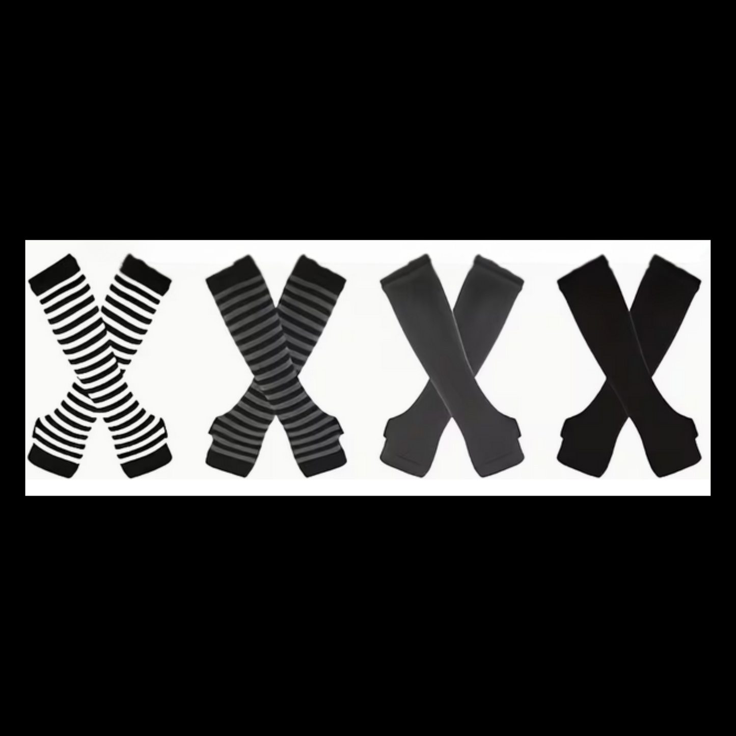 Black Stripped Arm Warmer Gloves Cover