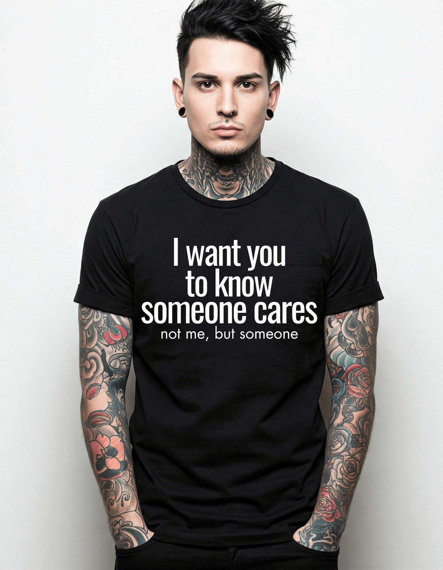 Someone Cares Funny Graphic Unisex Men's Women's T-Shirt Cotton Clothing - Gothic & Alternative Gift - Haunted