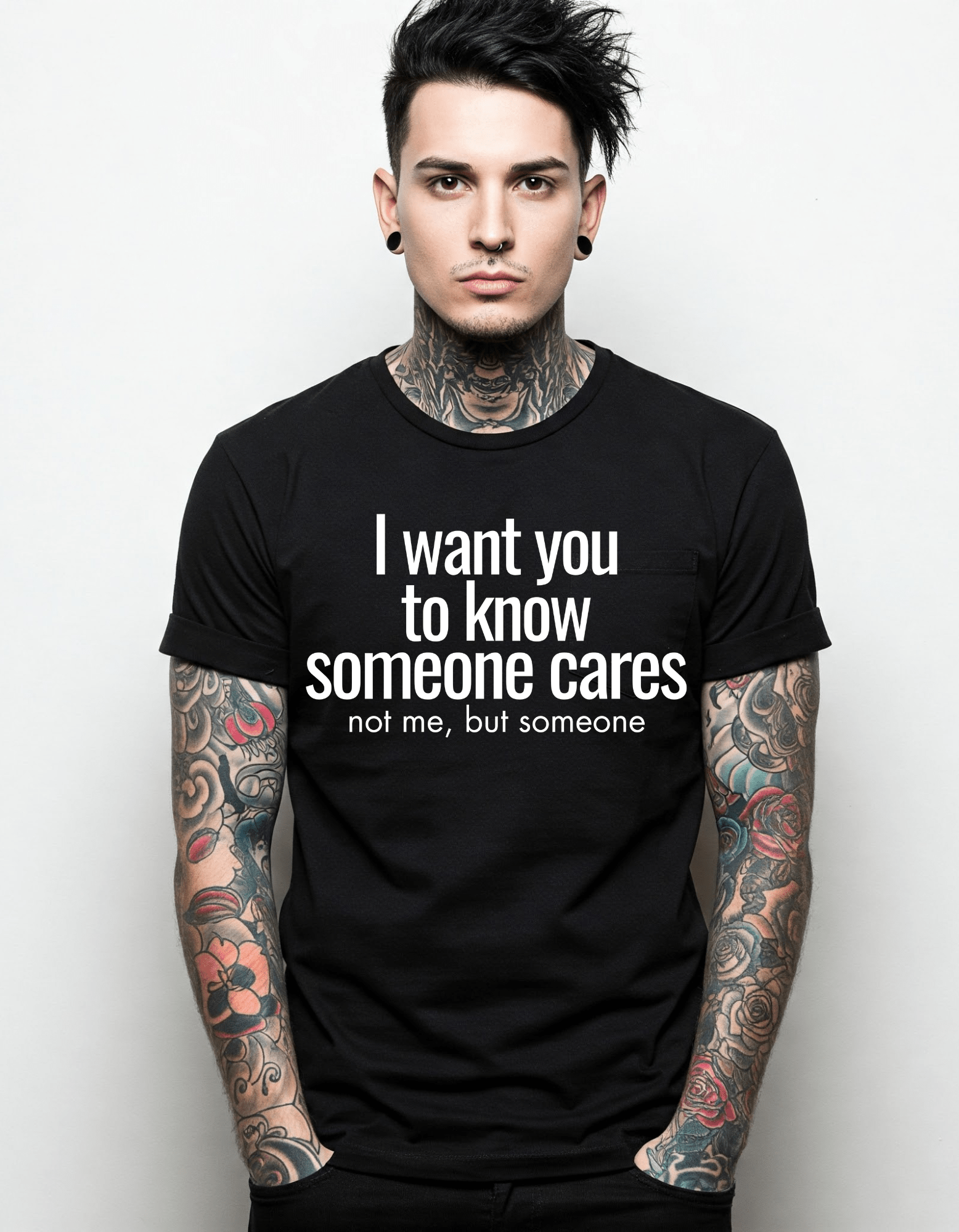 Someone Cares Funny Graphic Unisex Men's Women's T-Shirt Cotton Clothing - Gothic & Alternative Gift - Haunted