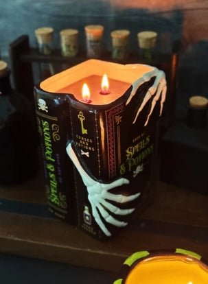 Spells & Potions Stack of Books XXL Large Candle Candles - Gothic & Alternative Gift - Haunted