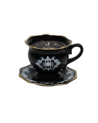 Spider Tea Cup Ceramic Candle Amber Oak Candles - Gothic & Alternative Gift - Haunted