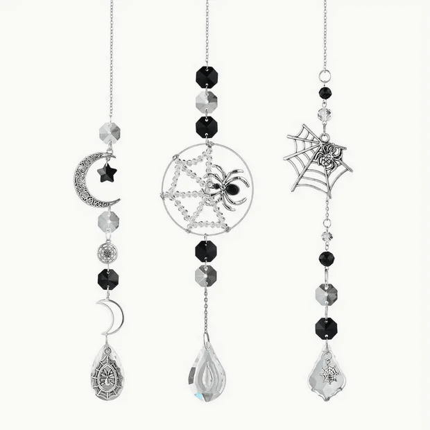 Spider Web Black Sun Catchers Wall Hanging - Gothic & Alternative Gift - Haunted