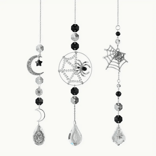 Spider Web Black Sun Catchers Wall Hanging - Gothic & Alternative Gift - Haunted