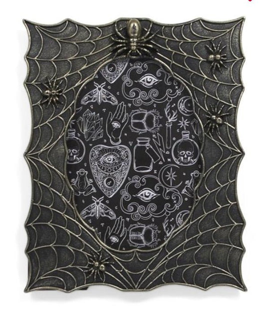 Spiderweb Antique Black and Gold Picture Frame Home Decor - Gothic & Alternative Gift - Haunted