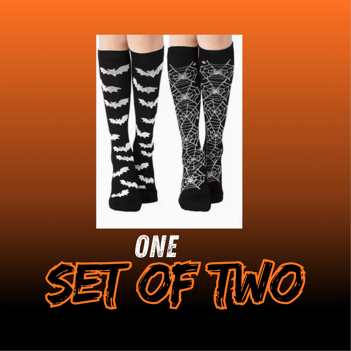 Spooky Black & White Halloween Compression Socks Set of Two Pair Accessories - Gothic & Alternative Gift - Haunted