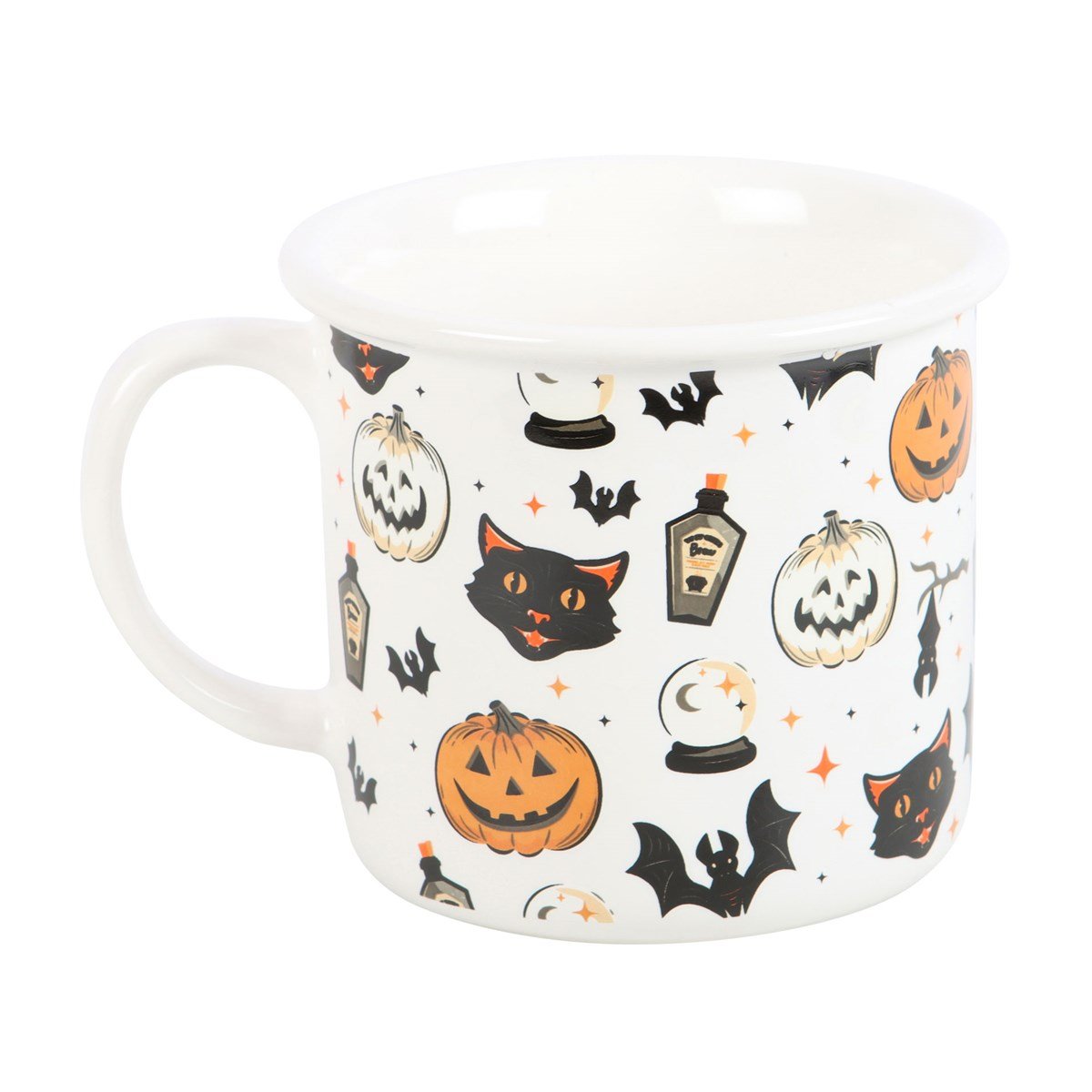 Spooky Cat and Pumpkin Print Mug Drinkware - Gothic & Alternative Gift - Haunted