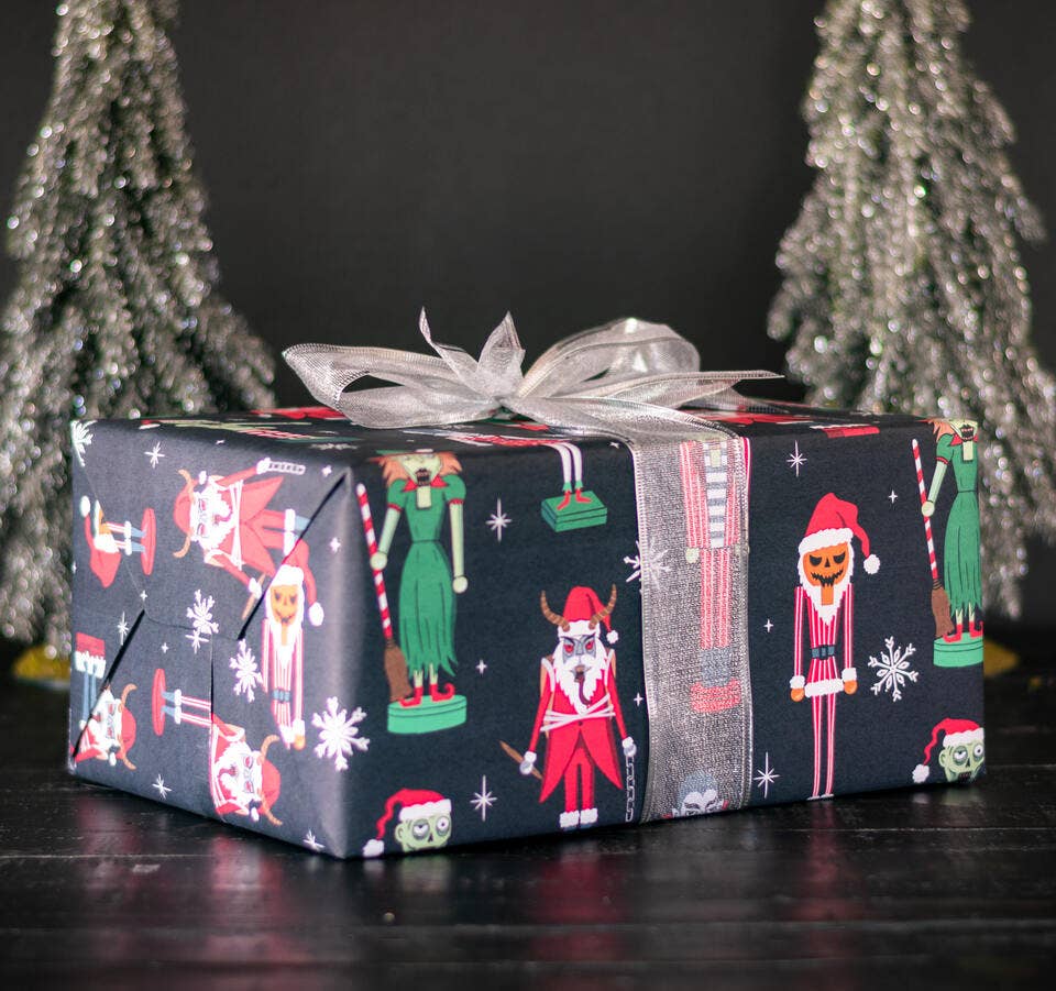 Spooky Nutcrackers Gift Wrap Holiday Craft and Decor - Gothic & Alternative Gift - Haunted