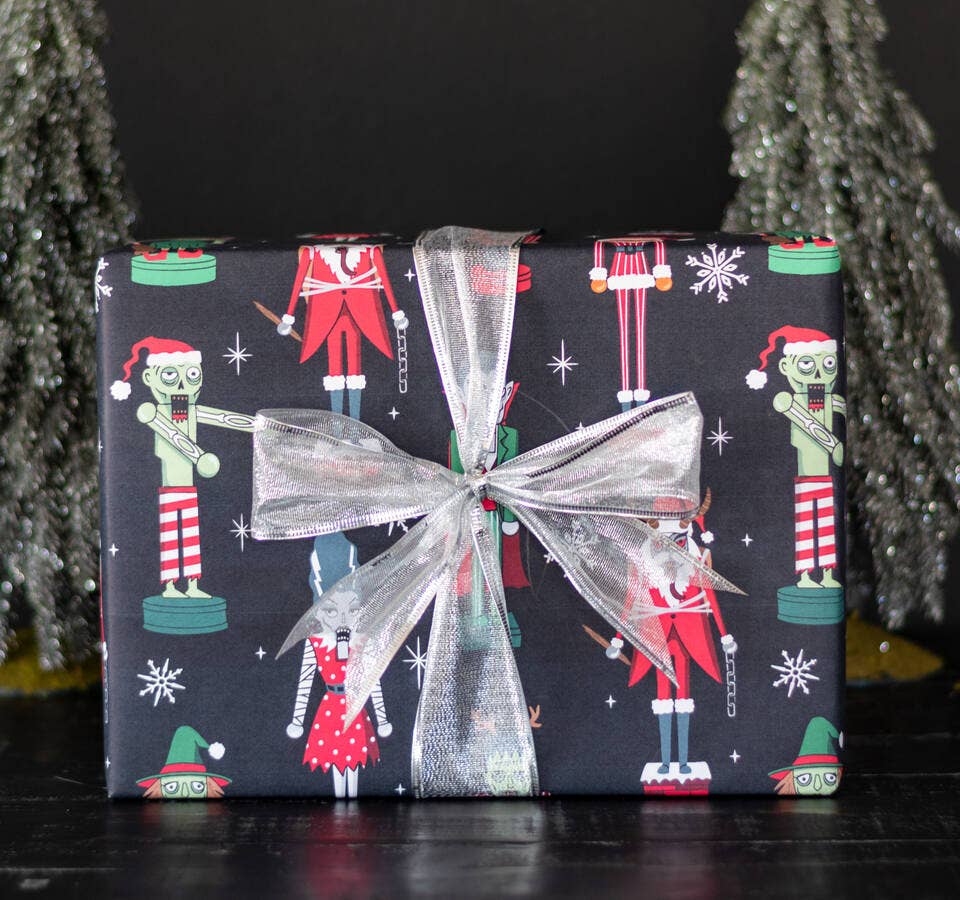Spooky Nutcrackers Gift Wrap Holiday Craft and Decor - Gothic & Alternative Gift - Haunted