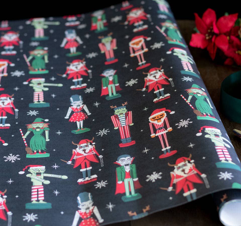 Spooky Nutcrackers Gift Wrap Holiday Craft and Decor - Gothic & Alternative Gift - Haunted