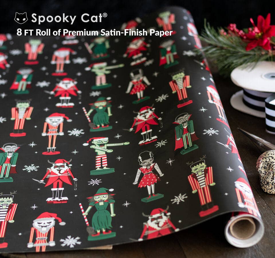 Spooky Nutcrackers Gift Wrap Holiday Craft and Decor - Gothic & Alternative Gift - Haunted
