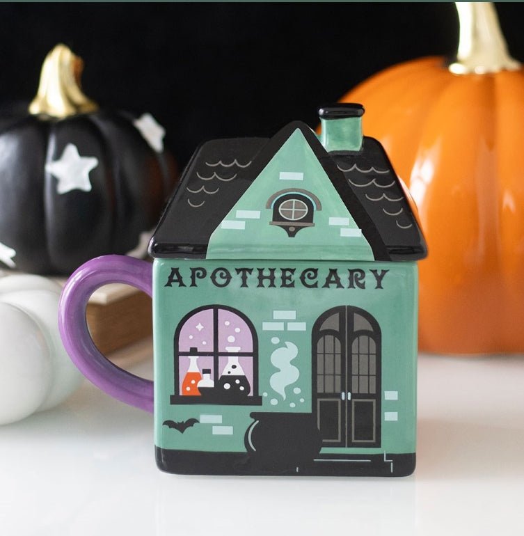 Spooky Street Apothecary Shaped Lidded Mug Drinkware - Gothic & Alternative Gift - Haunted