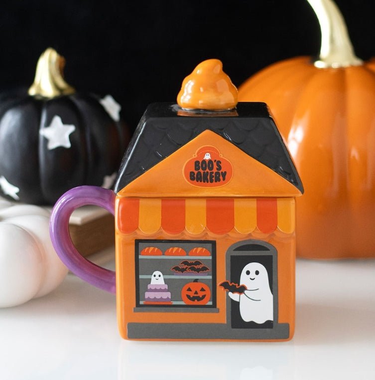 Spooky Street Boo's Bakery Shaped Lidded Mug Drinkware - Gothic & Alternative Gift - Haunted